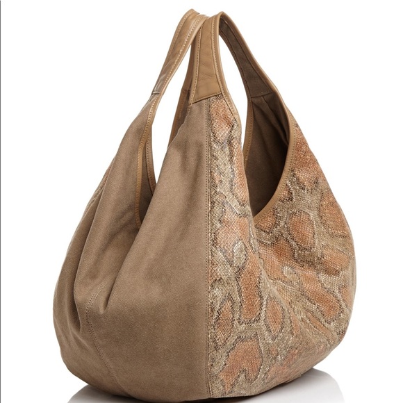 Toms Handbags - TOMs Sequoia Snake Print Leather and Canvas Hobo